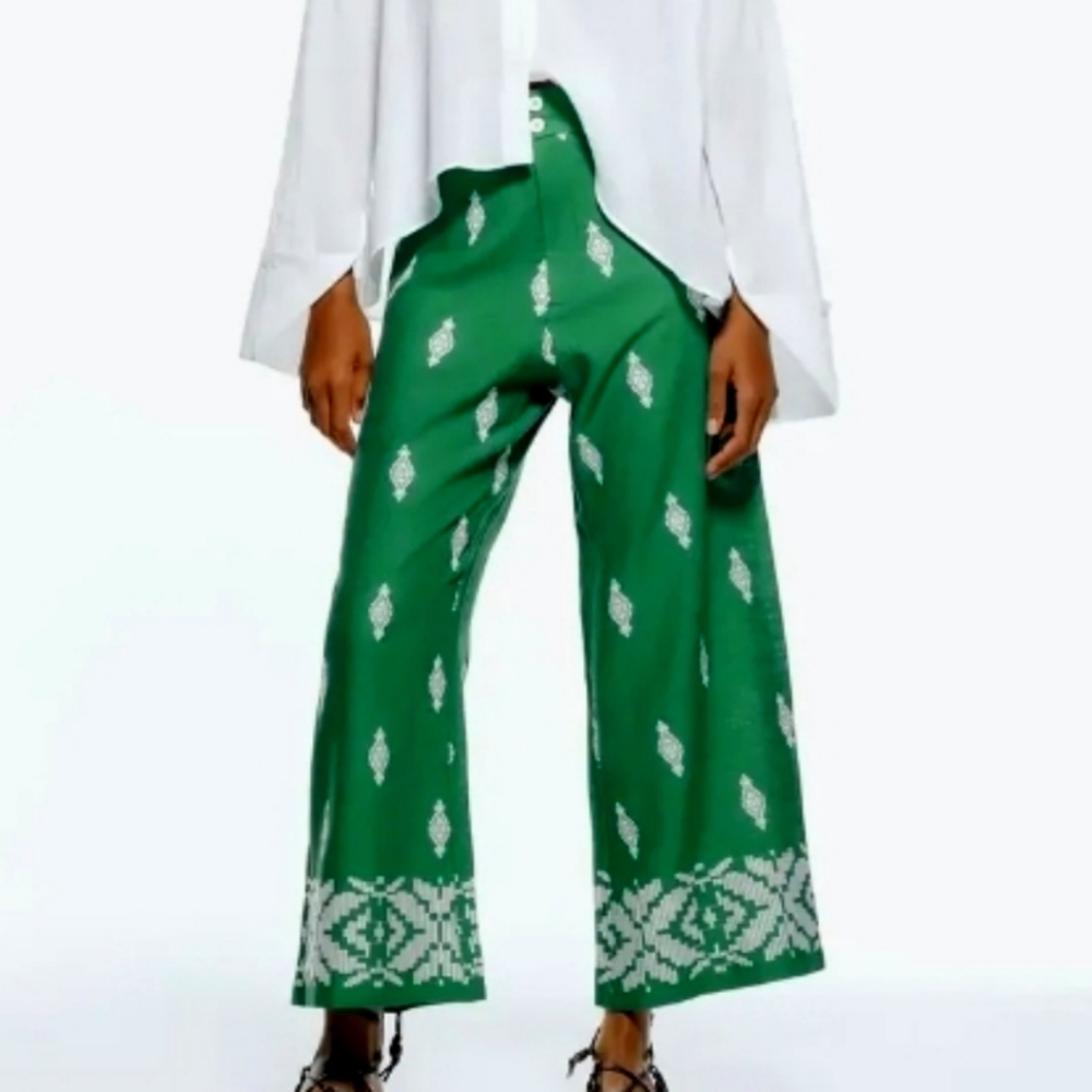 Zara Green Wide Leg Pants